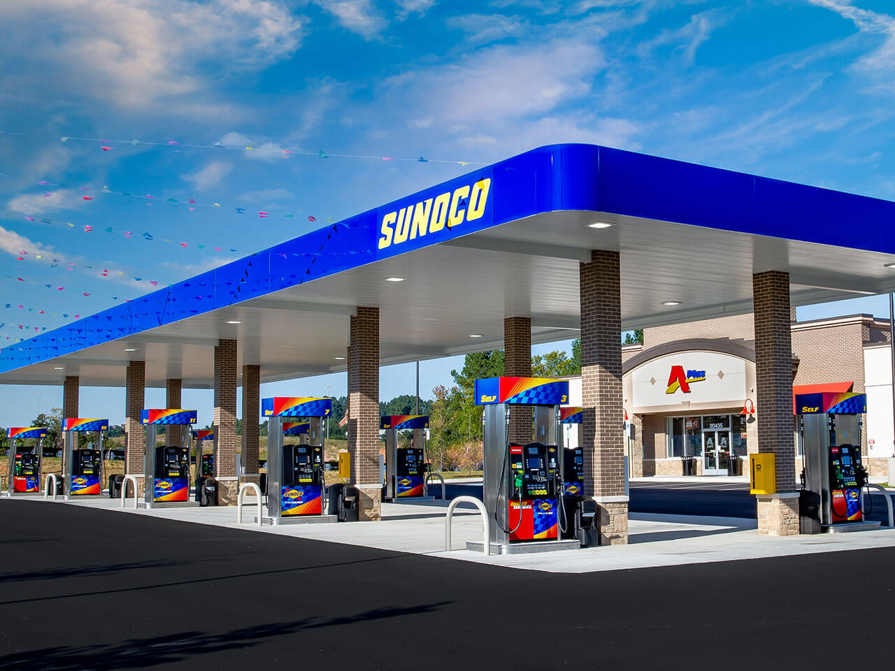 Sunoco gas pumps at APlus store