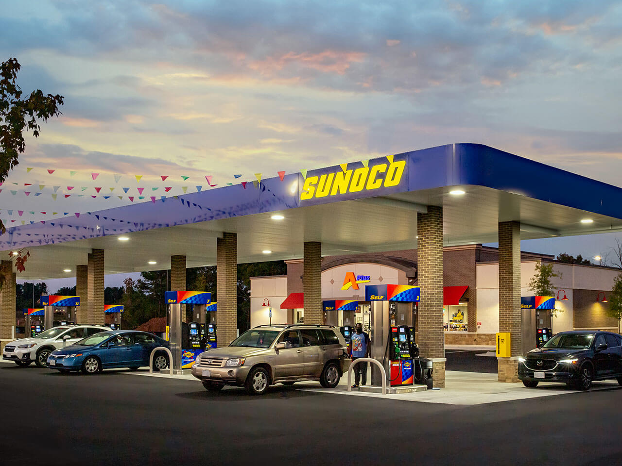 Sunoco gas station and pumps