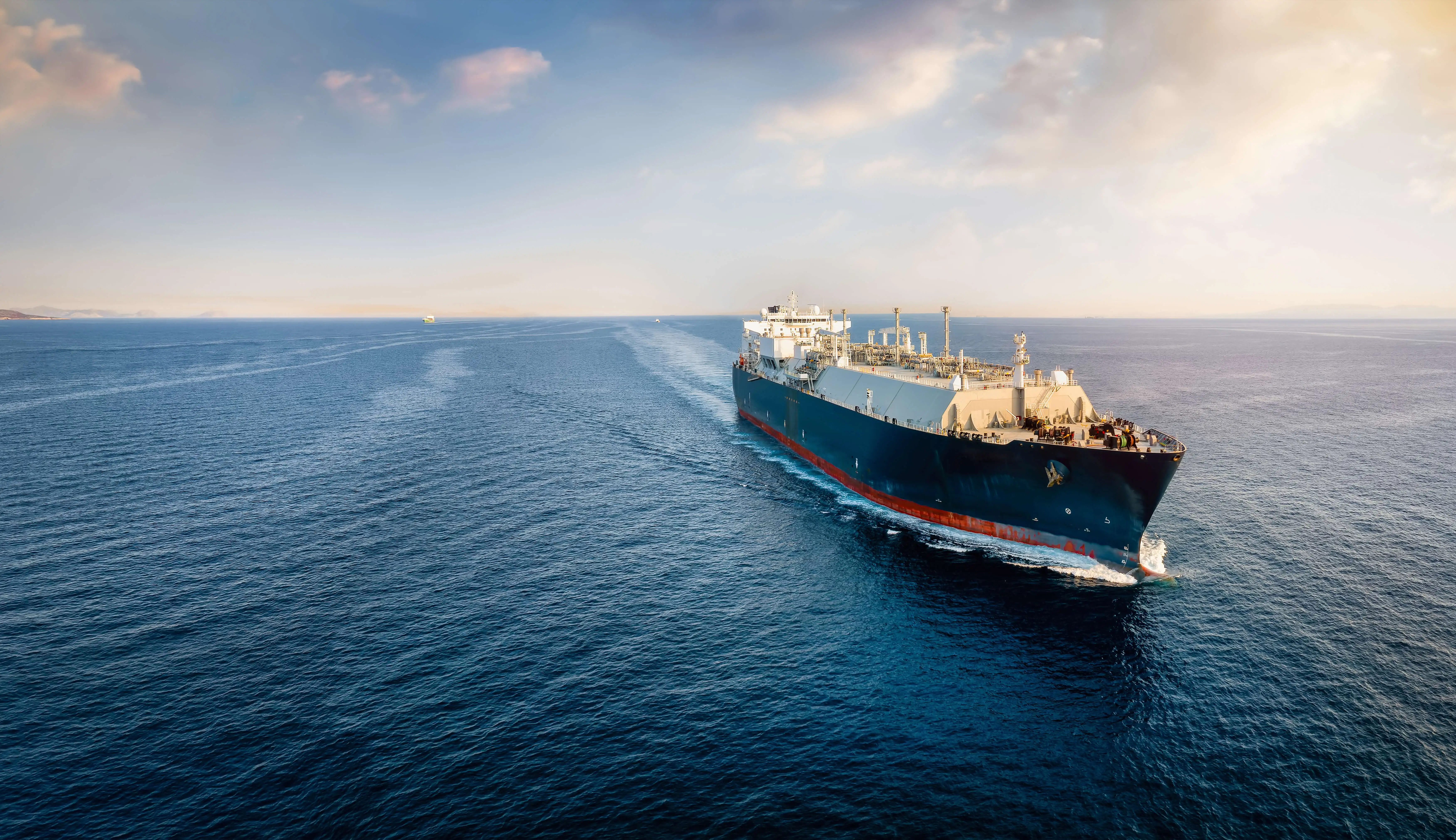 Front view of tanker ship traveling with full speed