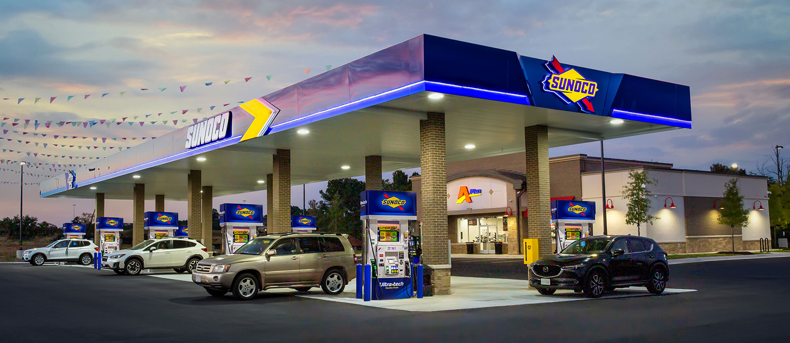 Sunoco gas station and pumps
