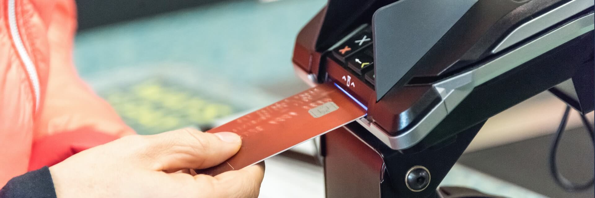 Credit card inserted in credit card machine